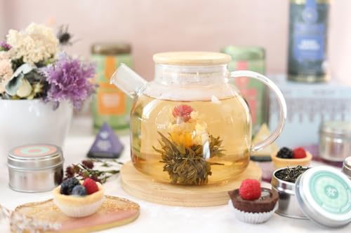 Stovetop Safe Glass Teapot with Bamboo Lid