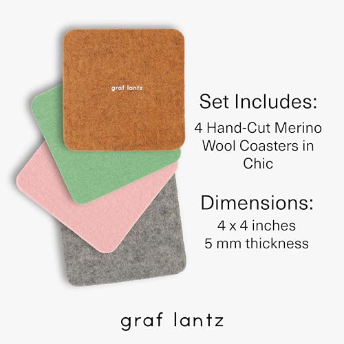 Bierfilzl Merino Wool Square Coasters Set of 4 (4 Count)