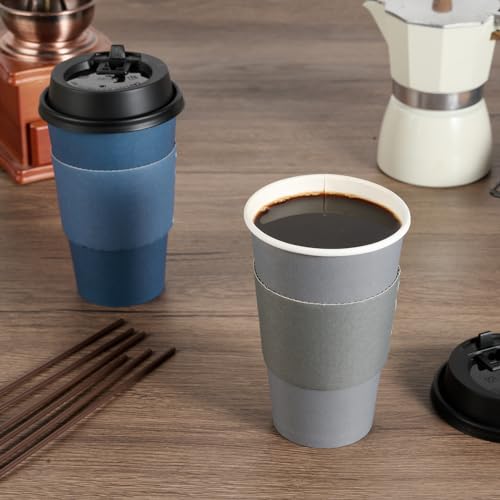 100 Pack 16 oz Disposable Coffee Cups with Lid (100 Count)