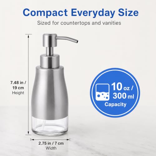 Non Slip Soap Dispenser with Brushed Nickel Stainless Steel Case