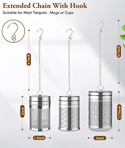 2+1）Pack 304 Steel Fine Mesh Tea Infusers for Loose Leaf Tea