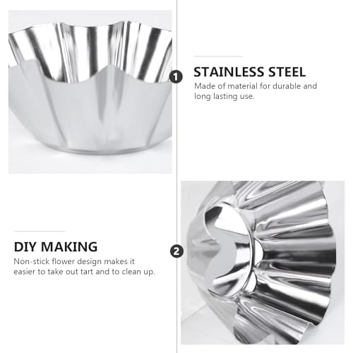 6Pcs Stainless Steel Chrysanthemum Tart Pans Non
