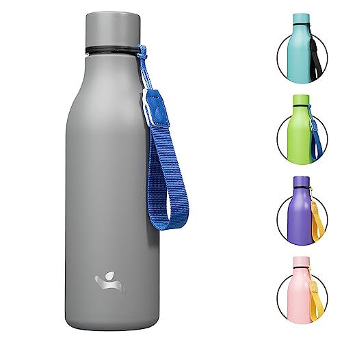 18 oz Insulated Stainless Steel Metal Water Bottle with Strap