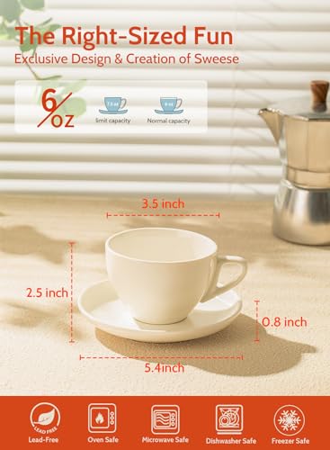6 Ounce Cappuccino Cups with Saucers (6 Count)