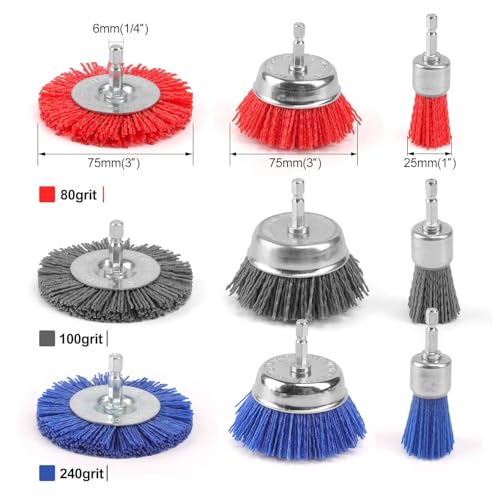 9 Pack Nylon Filament Abrasive Wire Sanding Brush Wheel (9 Count)