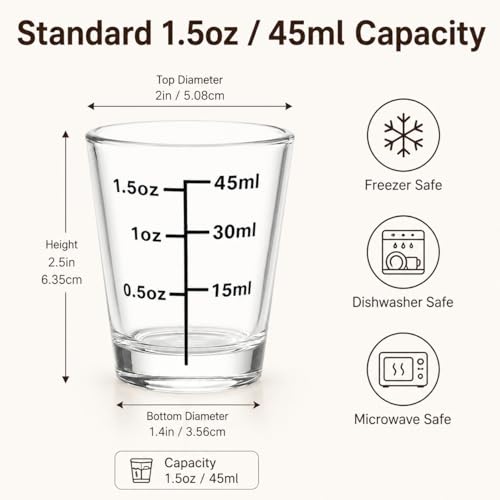 Shot Glasses Measuring Cup Set 12 Pack Espresso Shot Glasses Liquid Heavy Glass (12 Count)