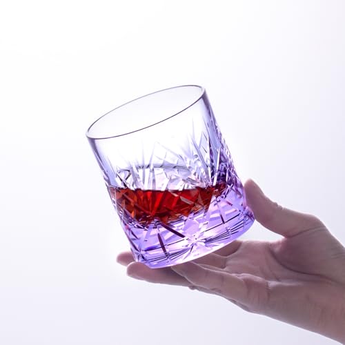 Crystal Whiskey Glasses Set of 2 Hand Blown Old Fashioned Glasses
