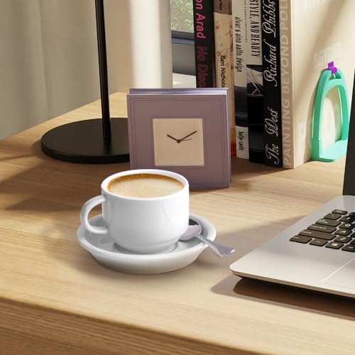 Premium Espresso Shot Cups and Saucers Set with Espresso Stainless Steel Spoons (12 Count)