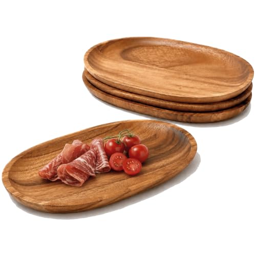 Woodard & Charles Acacia Wood Oval Serving Trays (4 Count)