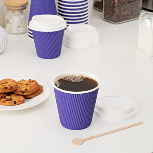 Ripple Wall Coffee Cups 25 Count 8 Ounce Insulated Royal Purple Paper Cups