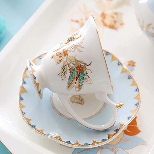 Porcelain Tea Sets Tea Set with Teapot Afternoon Tea Set for Adults Vintage Coffee Cups and Saucer Sugar Bowl
