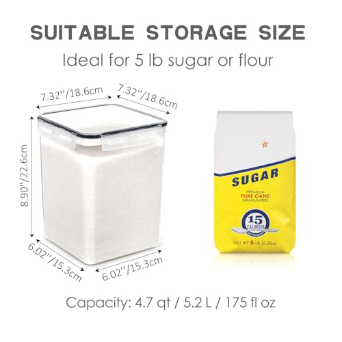 Large Food Storage Containers with Lids Airtight 5.2L (3 Count)