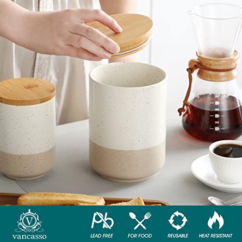 Sabine Large Ceramic Canister with Airtight Wood Lid