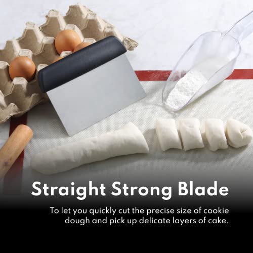 Bakery Grade Stainless Steel Dough Scraper with Black Plastic Handle
