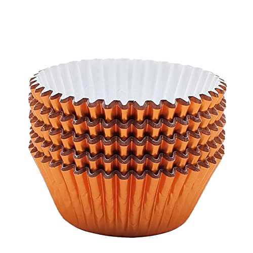 Standard Orange Foil Cupcake Liners Muffin Baking Cups for Party and More (100 Count)