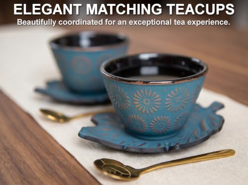 Blue Butterfly Cast Iron Tea Set