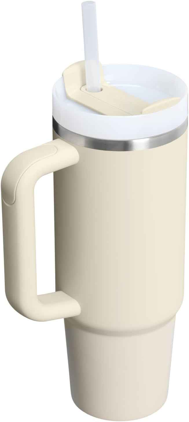 STANLEY Quencher H2.0 Tumbler with Handle and Straw 30 Fluid Ounces| Flowstate 3-Position Lid | Cup Holder Compatible for Travel | Insulated Stainless Steel Cup | BPA-Free | Exclusive Toasted Almond