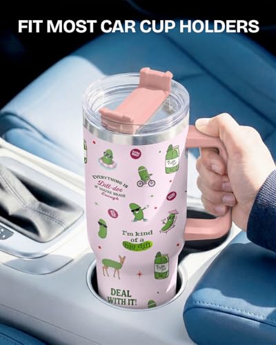 Funny Pickle Cute Big Dill Pun 40 oz Tumbler with Handle