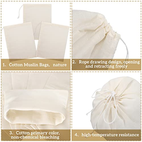50 Pcs Cheese Cloth Tea Bags 6 x 8 inch for Straining Reusable Tea Filter Loose Empty Soup Spice Bags for Cooking Cold Brew Coffee Muslin Strainer (50 Count)