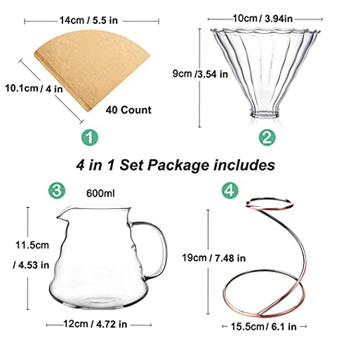 Pour Over Coffee Maker Set (4 Count)
