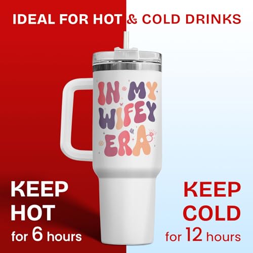 Valentine’s My Wifey Era Funny 40 oz Tumbler with Handle