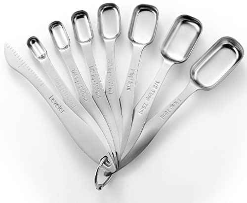 Stainless Steel Measuring Spoons Set of 8 with Leveler