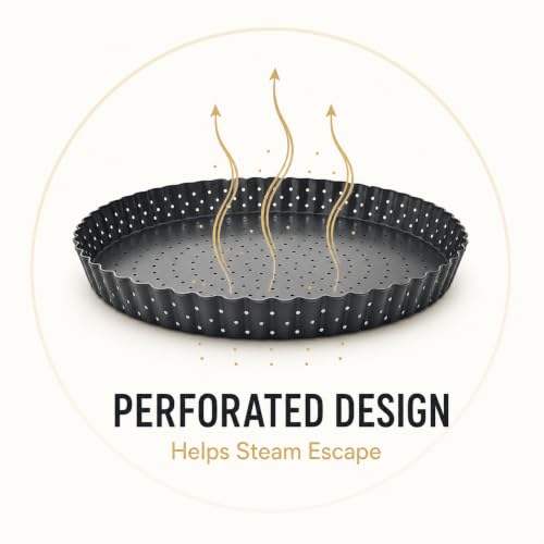 10 Inch Perforated Quiche Pan for Crispy Crust. Removable Bottom