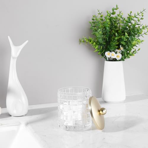 Clear Tranparent Apothecary Etched Geometric Grid Glass Jar W