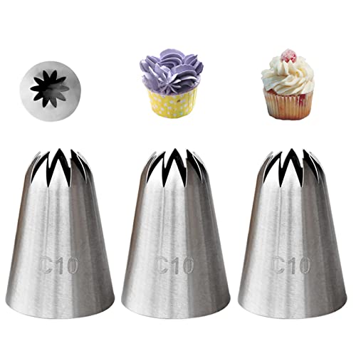 C10 Large Closed Star Piping Tip Set for Cake Decorating & Frosting