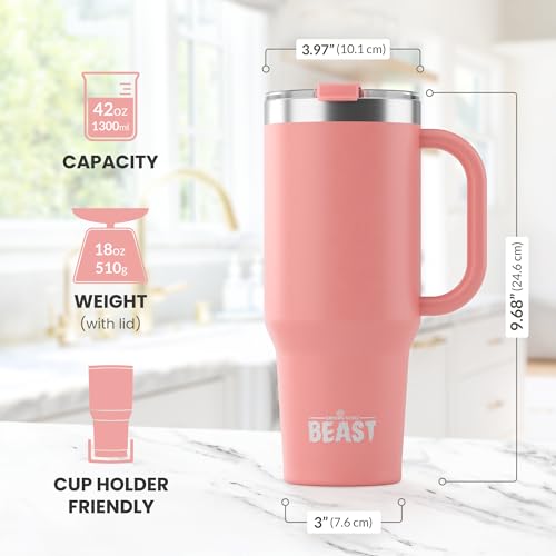Beast 42 oz Tumbler with Handle Stainless Steel Vacuum Insulated Coffee Ice Cup Double Wall Travel Flask