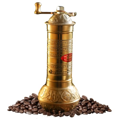 Sozen 7.6" Hammered Manual Coffee Grinder Brass