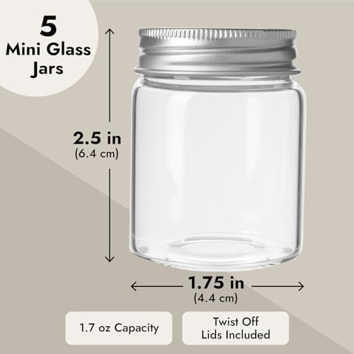 Mini Glass Spice Jars with Lids (5 Count)