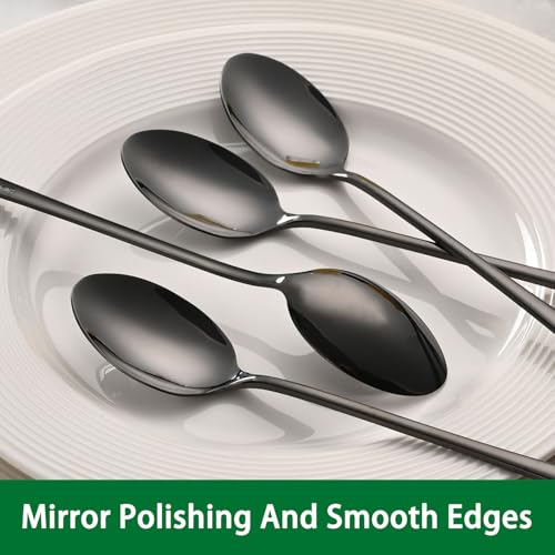 7.5 Inches Black Coffee Stirring Spoons Set (8 Count)