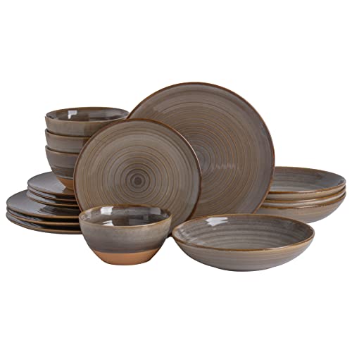 16 Piece Dreamweaver Double Bowl Terracotta Reactive Dinnerware Set
