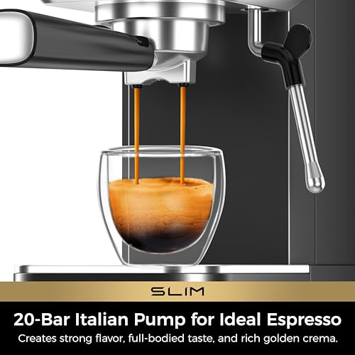 Slim Espresso Machine with Milk Frother for Home Cappuccino