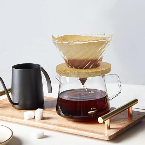 Glass Pour Over Coffee Dripper with Bamboo Stand & Handle