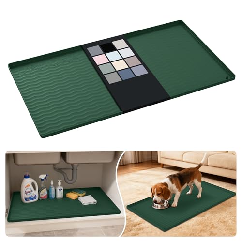 Waterproof Silicone Under Sink Mat 34'' x 19'' Shelf Liner for Kitchen and Bathroom