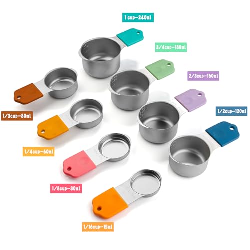Magnetic Measuring Cups and Spoons Set of 17 Stainless Steel Measuring Cups & Double Sided Magnetic Measuring Spoons with 1 Leveler for Dry and Liquid Ingredients (17 Count)