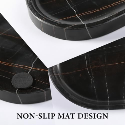 Black Marble Vanity Tray for Bathroom Countertop