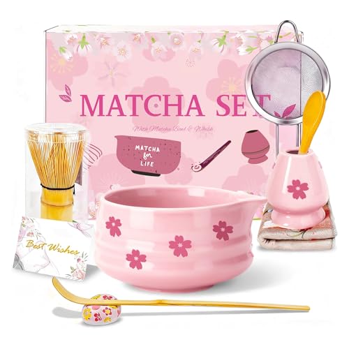 Pink Matcha Whisk Set with Matcha Bowl