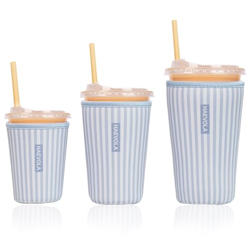 Reusable Insulated Neoprene Iced Coffee Cup Sleeve (3 Count)