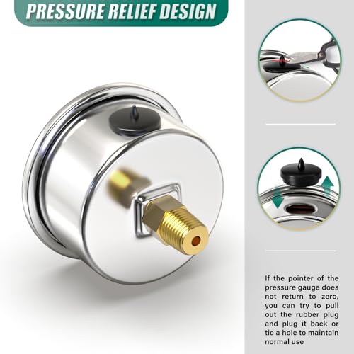 0 100PSI Stainless Steel Glycerin Filled Pressure Gauge 1.5" Black Dial Size