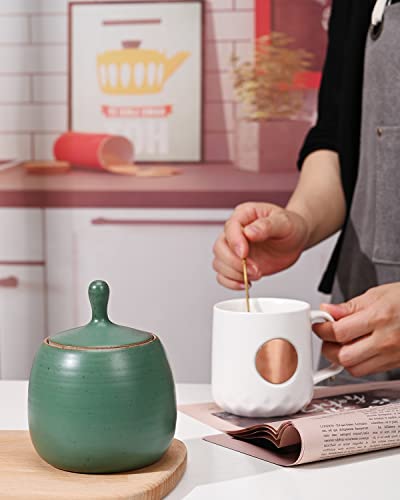 Kitchen Canisters Ceramic Storage Jar with Silicone Airtight Lid Green