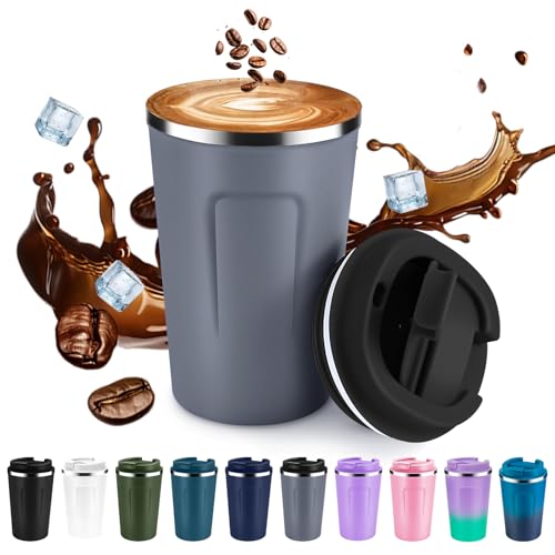 12 oz Double Wall Insulated Vacuum Travel Coffee Mug with Flip Lid