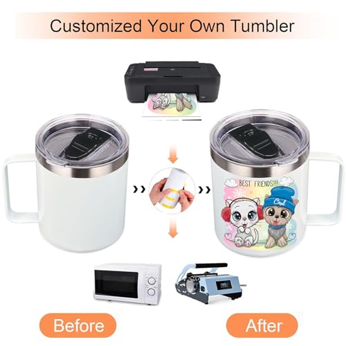 14oz sublimation Insulated Stainless Steel Coffee Mug with Lid Bulk 8 Pack (8 Count)
