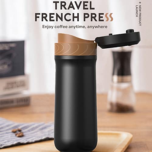 Classic Portable French Press Coffee Mug 12 oz with Carry Loop