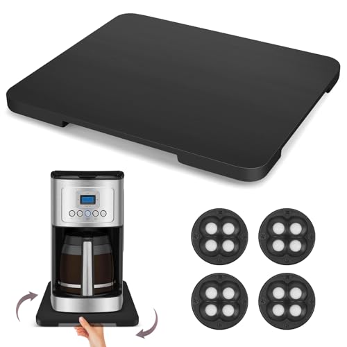360°Rolling Tray Bamboo Kitchen Appliance Slider for Coffee Maker Pot