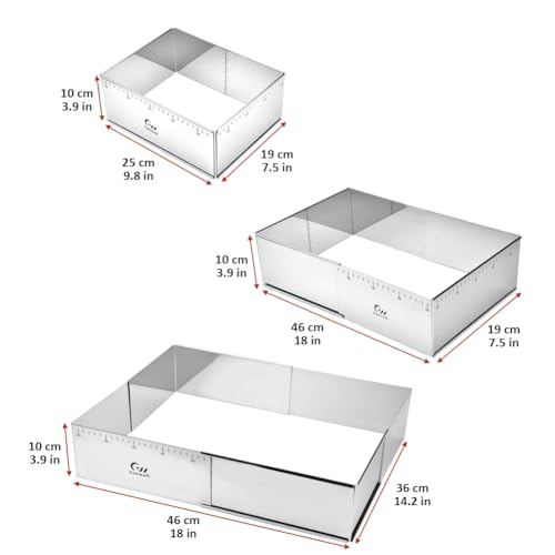 Rectangular Cake Ring Mold Stainless Steel Heavy Duty Adjustable Tiramisu Pan Big Size Extensible Pastry Shaping Mould for Baking