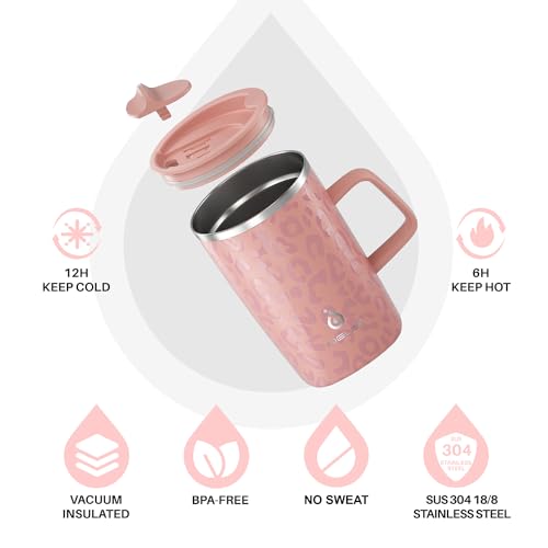 16 oz Insulated Coffee Mug with Lid and Handle