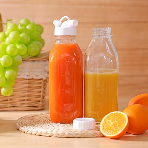 2 Pack 32 Oz Glass Milk Bottle with Reusable Lid (2 Count)